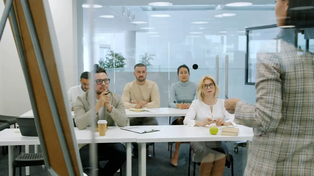 Staff attending a workplace training briefing